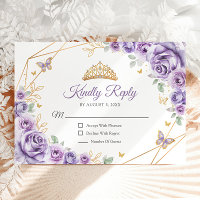 Lilac Purple Gold Floral Quinceanera Reply