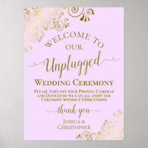 Lilac Purple & Gold Unplugged Wedding Ceremony Poster