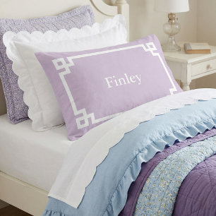 Lilac Purple Greek Key Monogram Standard Pillowcase