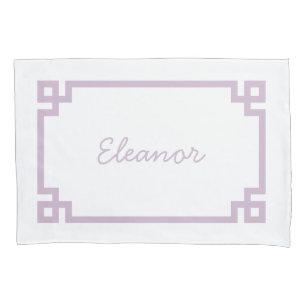 Lilac Purple Greek Key Monogram Standard Pillowcase