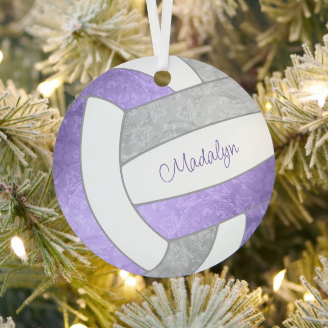 lilac purple grey keepsake volleyball gifts metal tree decoration (Insitu)