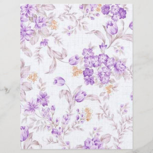 Lilac Purple Grey Pastel Floral Scrapbook Paper
