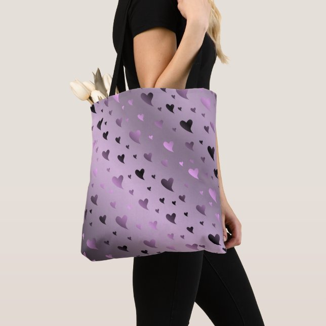 lilac,purple,heart, love, valentine, shape, symbol tote bag (Close Up)