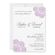 Lilac Purple Lace Doily Wedding Invitation