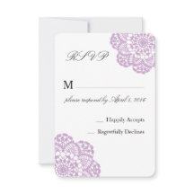 Lilac Purple Lace RSVP card