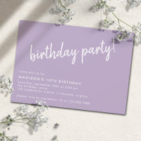 Lilac Purple Lavender | Simple Any Age Birthday