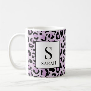 Lilac Purple Leopard Print Custom Name Mug