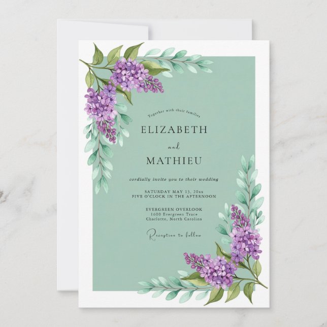 Lilac Purple Lush Spring Wedding Invitation (Front)