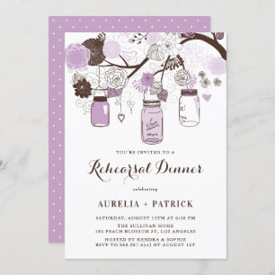 Lilac Purple Mason Jars Rehearsal Dinner Invitation