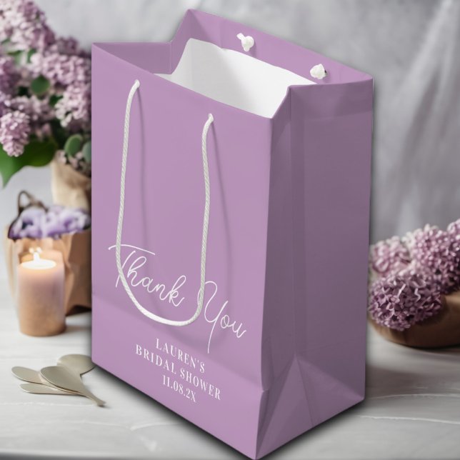 Lilac Purple Minimalist Bridal Shower Thank You Medium Gift Bag (Creator Uploaded)