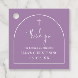 Lilac Purple Modern Arch Minimalist Christening Favour Tags