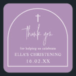 Lilac Purple Modern Arch Minimalist Christening Square Sticker<br><div class="desc">Can be fully customized to suit your needs. © Gorjo Designs. Made for you via the Zazzle platform. // Looking for matching items? Other stationery from the set available in the ‘collections’ section of my store. // Need help customizing your design? Got other ideas? Feel free to contact me (Zoe)...</div>