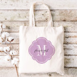 Lilac Purple Monogram Flower Girl Tote Bag<br><div class="desc">Cute trendy monogrammed wedding party tote bags personalised with a custom monogram initial,  flower girl text or add a name or other message. Click Customise It to change text fonts and colours to create a unique one of a kind gift for your bridesmaids and wedding party!</div>