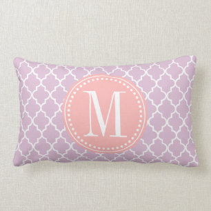 Lilac Purple Moroccan Tiles Lattice Personalised Lumbar Cushion