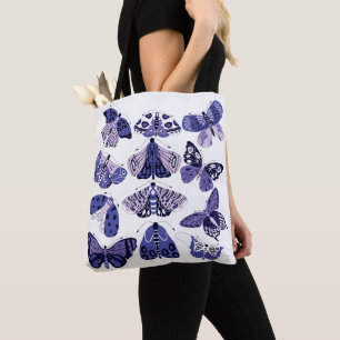 Lilac Purple Moth and Butterfly Tote Bag