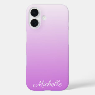 Lilac purple ombre personalised name iPhone 16 case