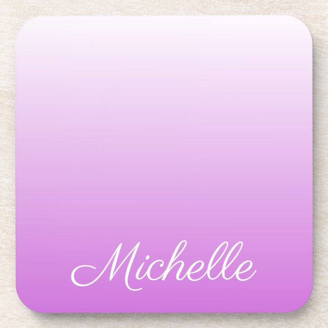 Lilac purple ombre personalised name coaster (Front)