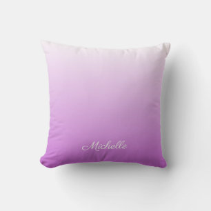 Lilac purple ombre personalised name cushion