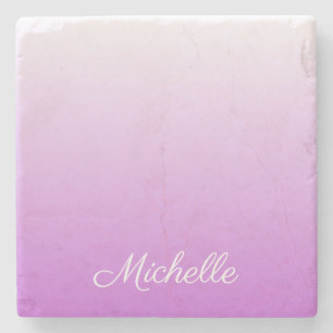 Lilac purple ombre personalised name stone coaster