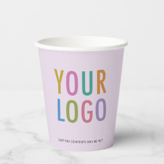 Lilac Purple Paper Cups Custom Business Logo 8 oz
