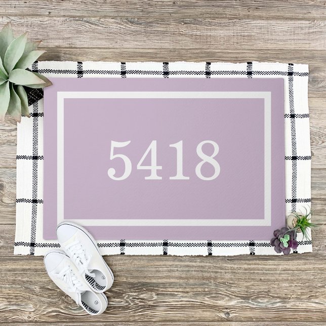 Lilac Purple Personalised Address Number Doormat (Creator Uploaded)