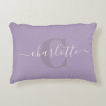 Lilac Purple | Personalised Script Monogram Name Decorative Cushion<br><div class="desc">Lilac Purple | Personalised Script Monogram Name Accent Pillow</div>