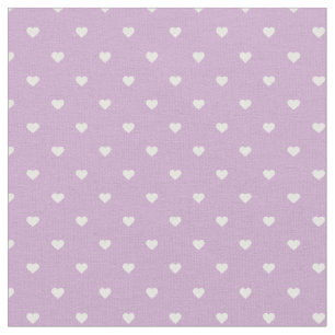Lilac Purple Polka Dot Hearts Fabric