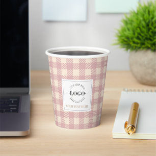 Lilac Purple preppy business office gingham plaid Paper Cups