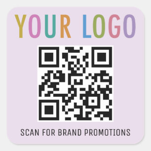 Lilac Purple QR Code Stickers Logo 1.5 inch Square