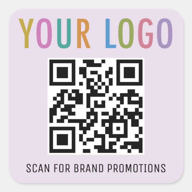 Lilac Purple QR Code Stickers Logo 1.5 inch Square (Front)