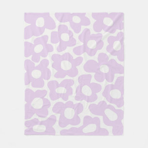 Lilac Purple Retro Groovy Baby Flowers Pattern Fleece Blanket
