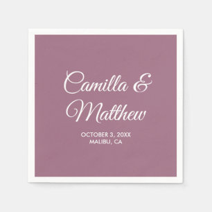 Lilac Purple Romantic Script Personalised Wedding Napkin