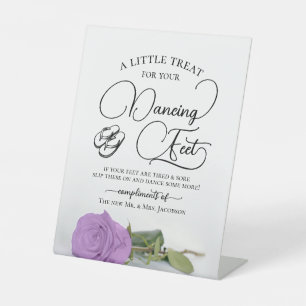 Lilac Purple Rose Dancing Feet Flip Flop Wedding Pedestal Sign