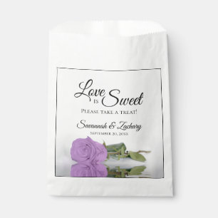 Lilac Purple Rose Love is Sweet Take Treat Wedding Favour Bag