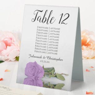 Lilac Purple Rose Wedding Number Seating Chart