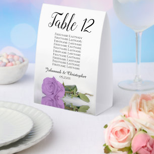 Lilac Purple Rose Wedding Number Seating Chart