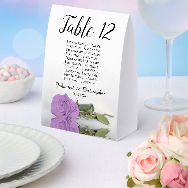 Lilac Purple Rose Wedding Number Seating Chart (Insitu(Wedding))