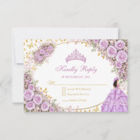 Lilac Purple Roses Golden Butterfly Quinceañera
