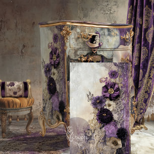 Lilac Purple Scrapbook Mixed Media Floral & Lace Tissue Paper