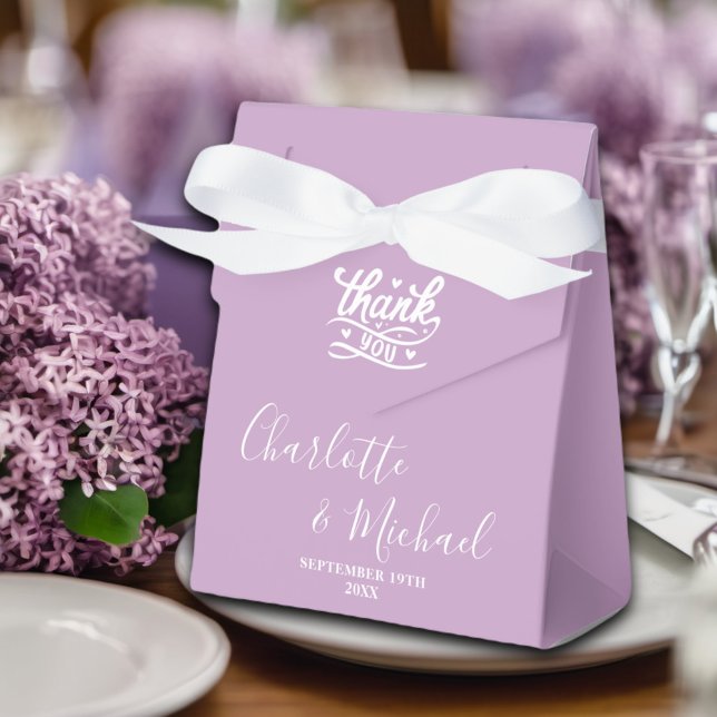 Lilac Purple Script Minimalist Wedding Favour Box (Creator Uploaded)