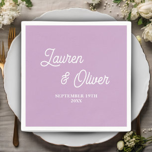Lilac Purple Script Minimalist Wedding Napkin