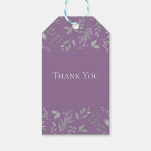 Lilac Purple Silver Leaves Botanical Holiday Party Gift Tags