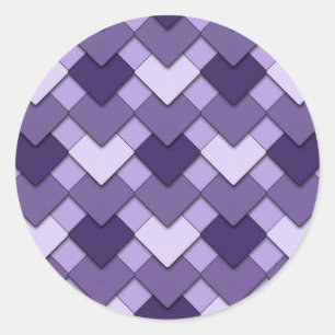 Lilac Purple Square and Diamond Harlequin Pattern Classic Round Sticker