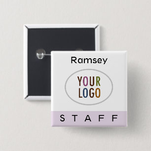Lilac Purple Staff Square Name Badge Button Logo