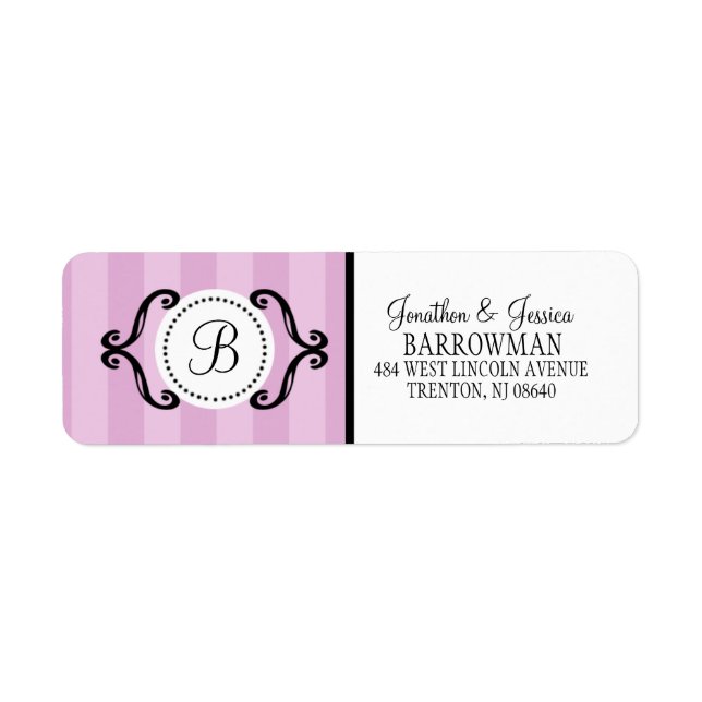 Lilac Purple Sweet Charming Striped Personalizedg Return Address Label (Front)