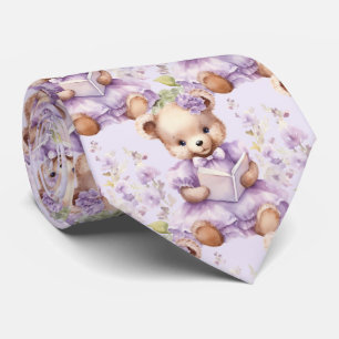 Lilac Purple Teddy Bear Neck Tie