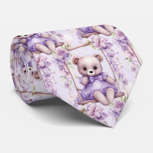 Lilac Purple Teddy Bear Neck Tie
