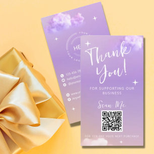 Lilac Purple Thank You For Your Order QR Code Business Card
