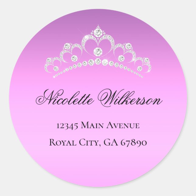 Lilac Purple Tiara Crown Address Label (Front)