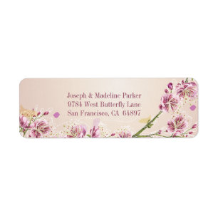 Lilac purple watercolor flowers wedding address return address label